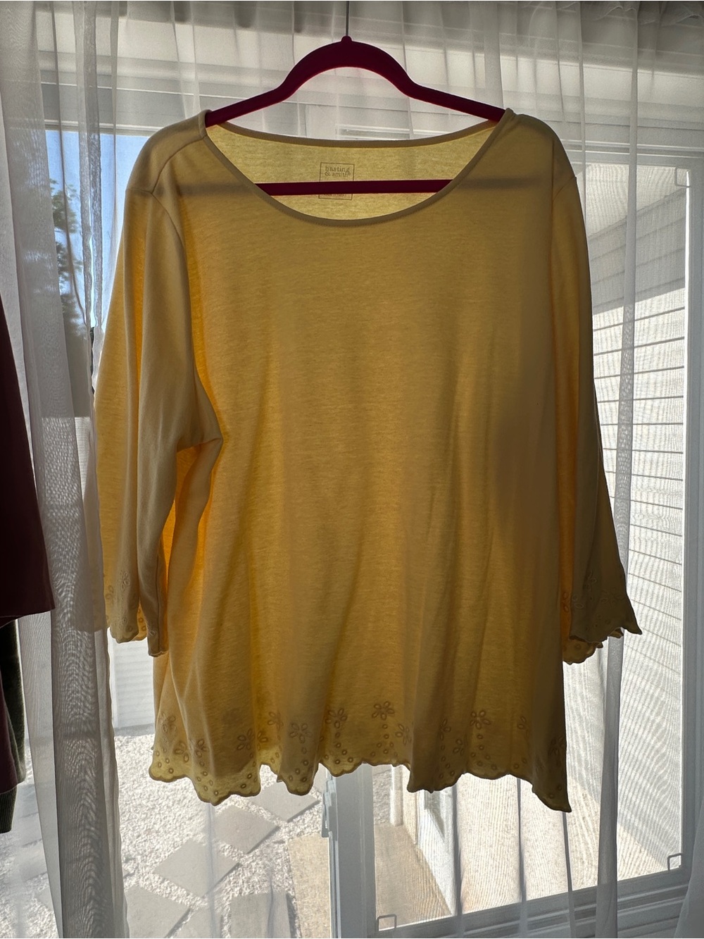 Yellow Women's Scoop Neck Top - Casual Lightweight Knit (2X)